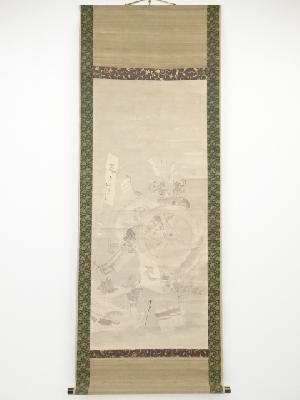 文久元年（1861年）　川崎千虎筆　大砲図　肉筆紙本掛軸（箱付）